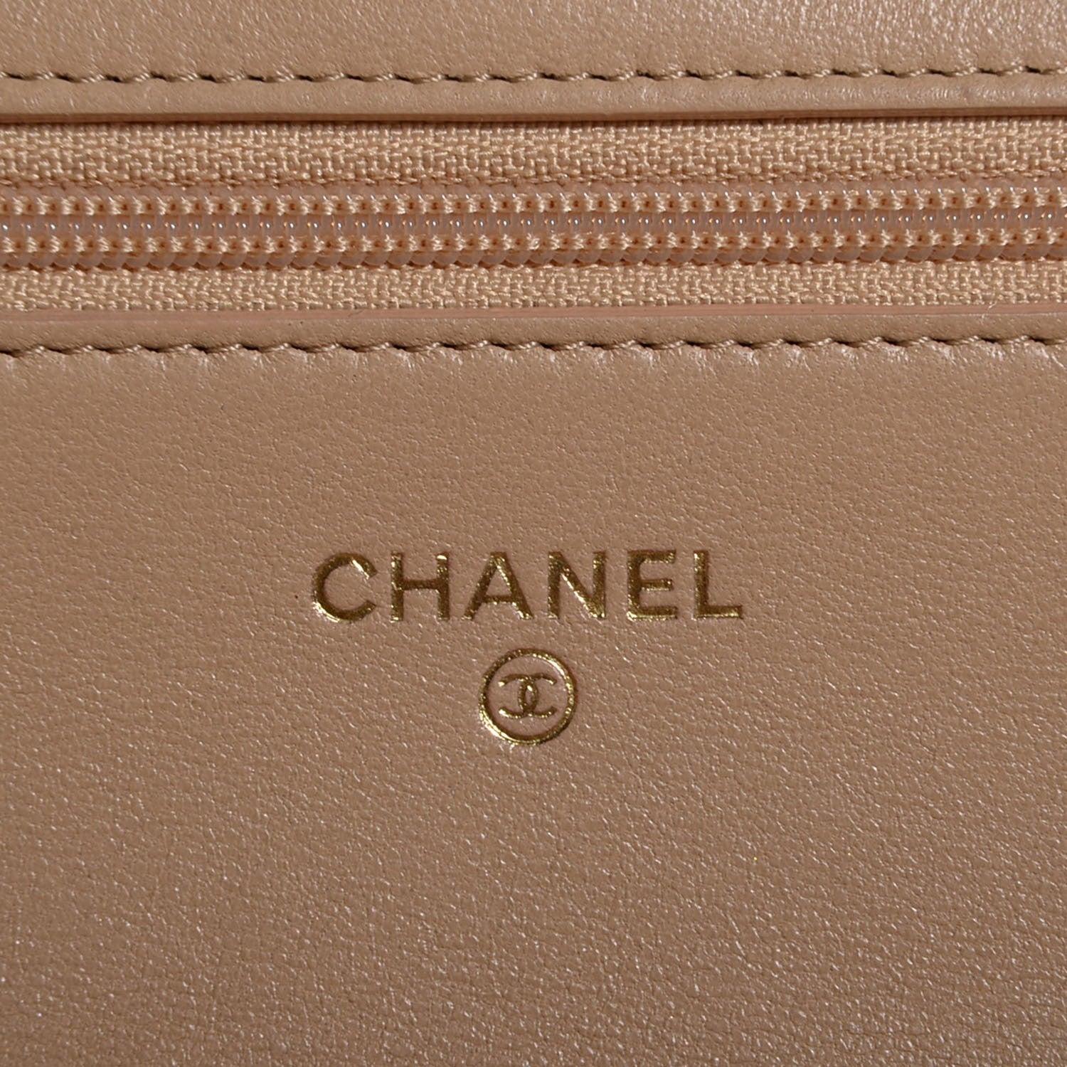 Chanel Lambskin Quilted Wallet On Chain WOC Beige Fonce 6 of 9