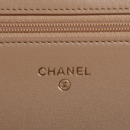Chanel Lambskin Quilted Wallet On Chain WOC Beige Fonce 6 of 9