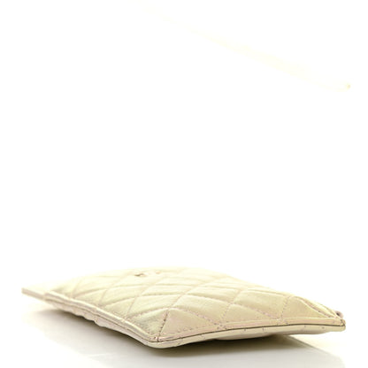 Chanel Iridescent Lambskin Quilted Classic Flat Wallet Pouch Ivory 4 of 7