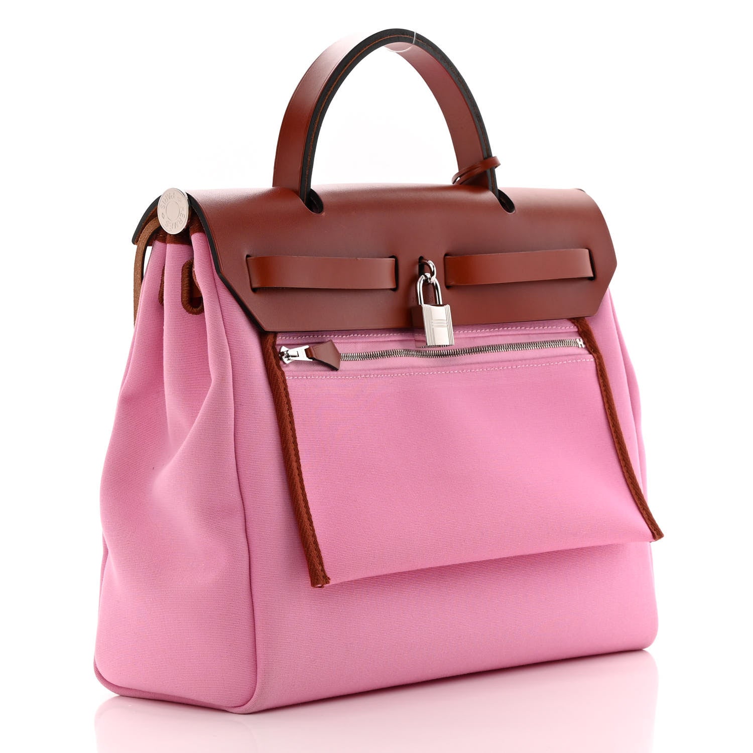 Hermes Military Toile Vache Hunter Herbag Zip Retourne PM 31 Bubblegum 4 of 16