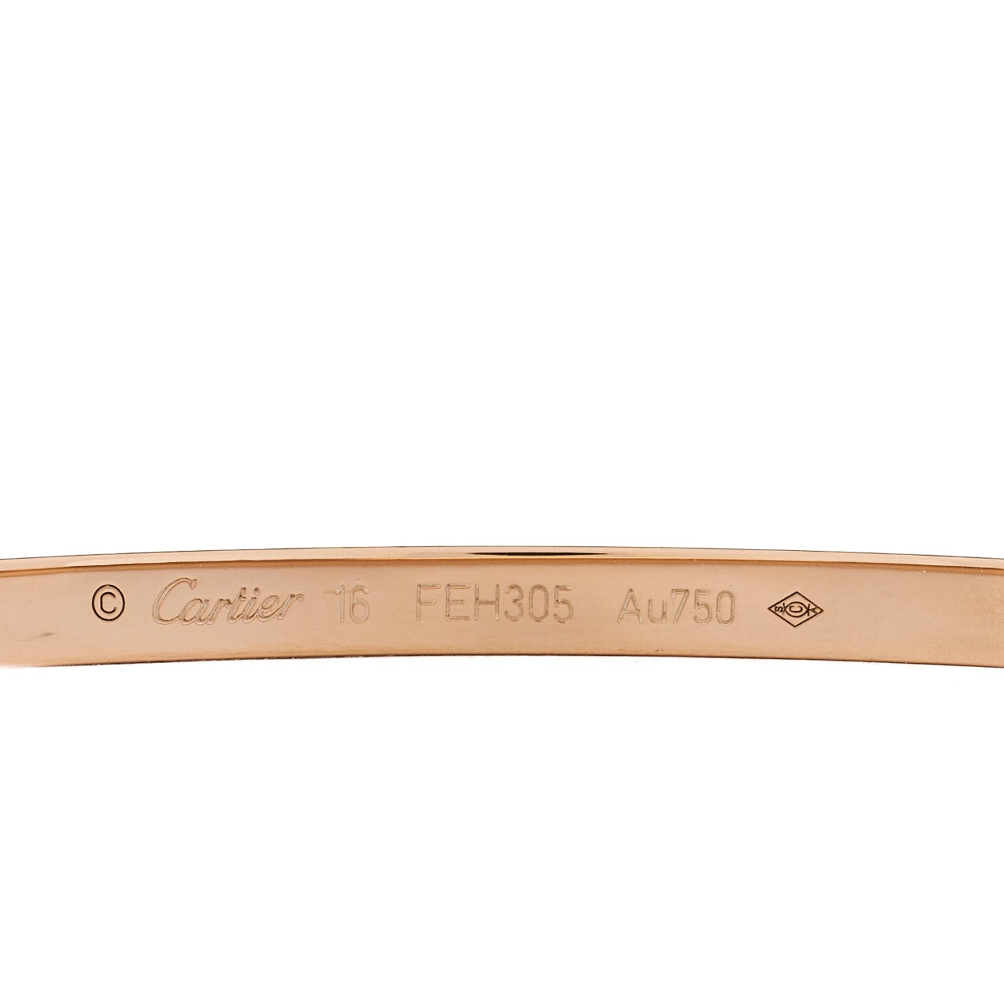 18K Pink Gold 10 Diamond Small LOVE Bracelet 16