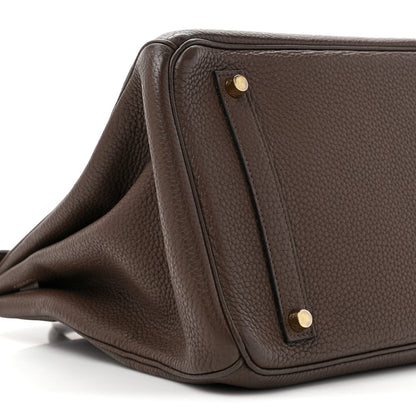 Hermes Taurillon Clemence Birkin 35 Chocolate 10 of 11
