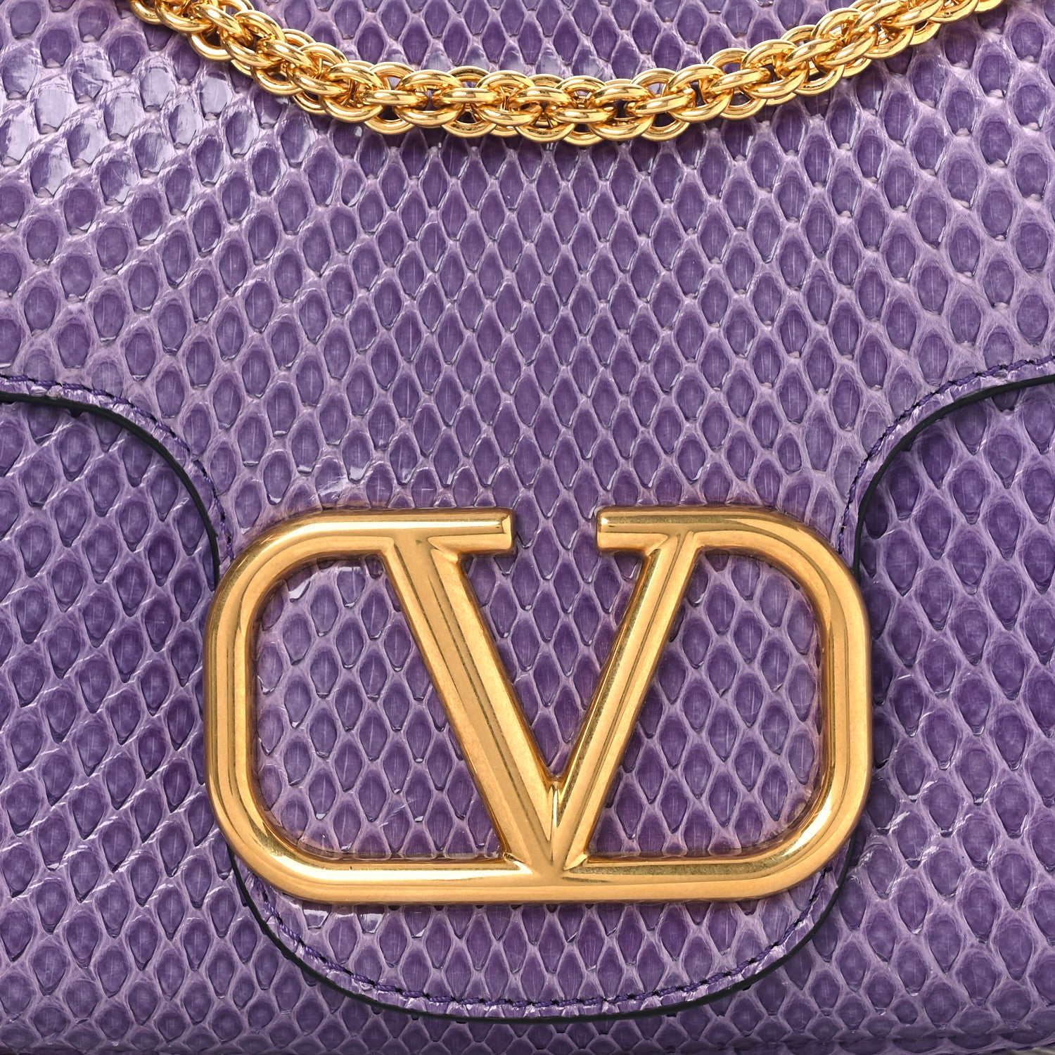 Valentino Garavani Snakeskin Stud Sign Shoulder Bag Purple 7 of 12