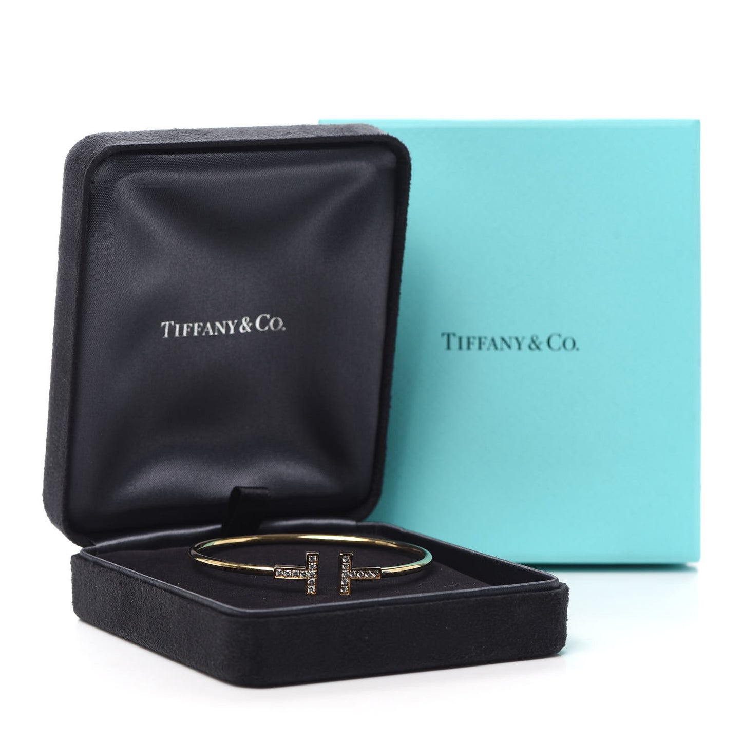 18K Yellow Gold Diamond T Wire Bracelet