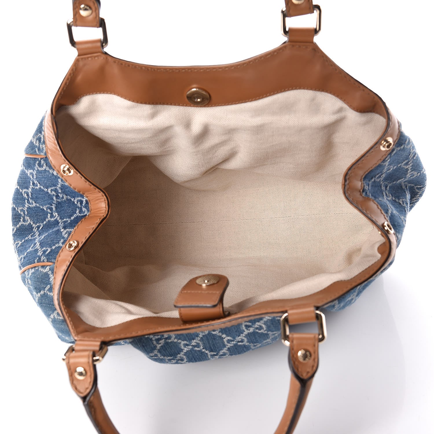 Gucci Denim Monogram Medium Sukey Tote Blue 7 of 10