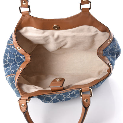 Gucci Denim Monogram Medium Sukey Tote Blue 7 of 10