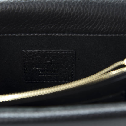 Valentino Garavani Pebbled Calfskin Rockstud Wallet on Chain Black 7 of 8