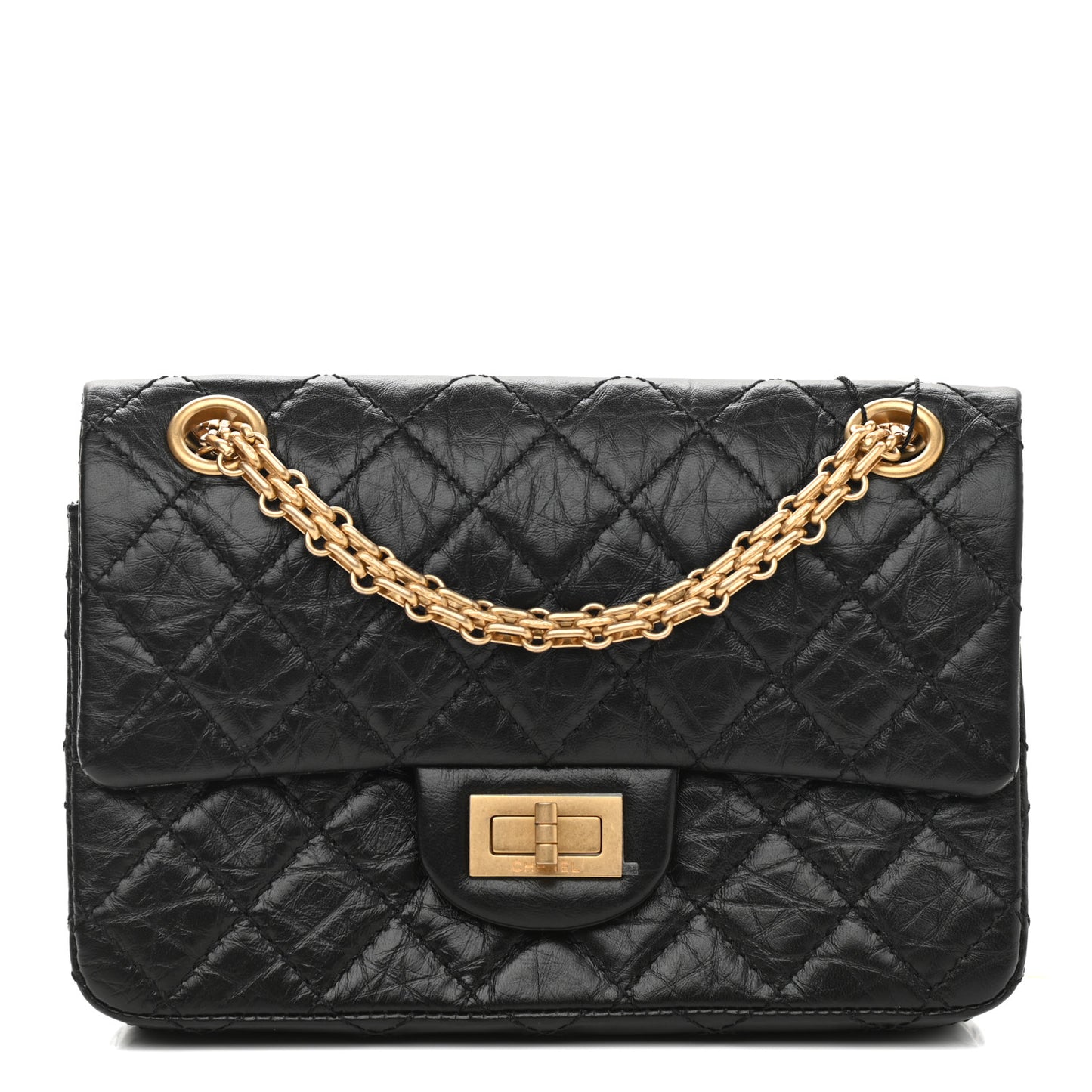 Aged Calfskin Quilted 2.55 Reissue Mini Flap Black