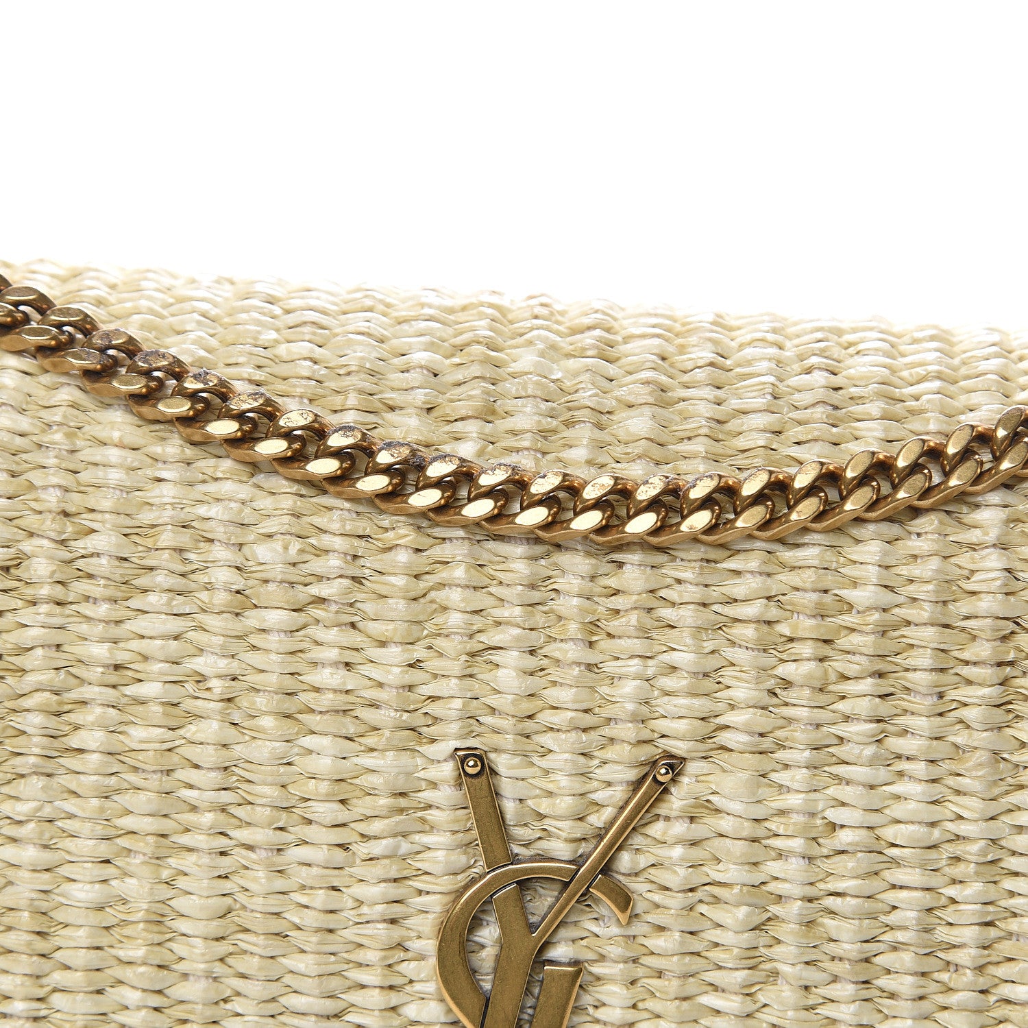 Saint Laurent Raffia Medium Monogram Kate Satchel Naturale 14 of 15