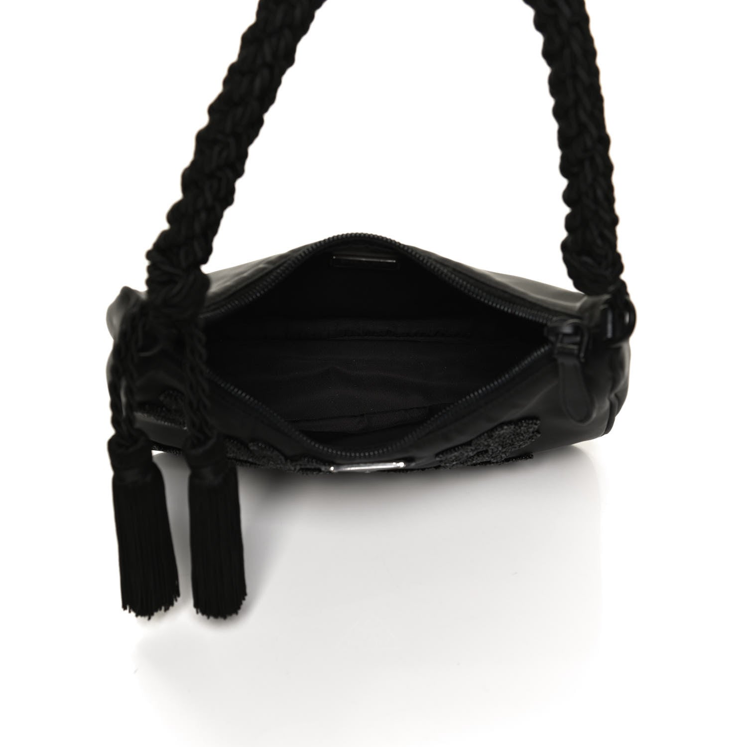 Prada Tessuto Nylon Beaded Ricamo Bag Black 4 of 11