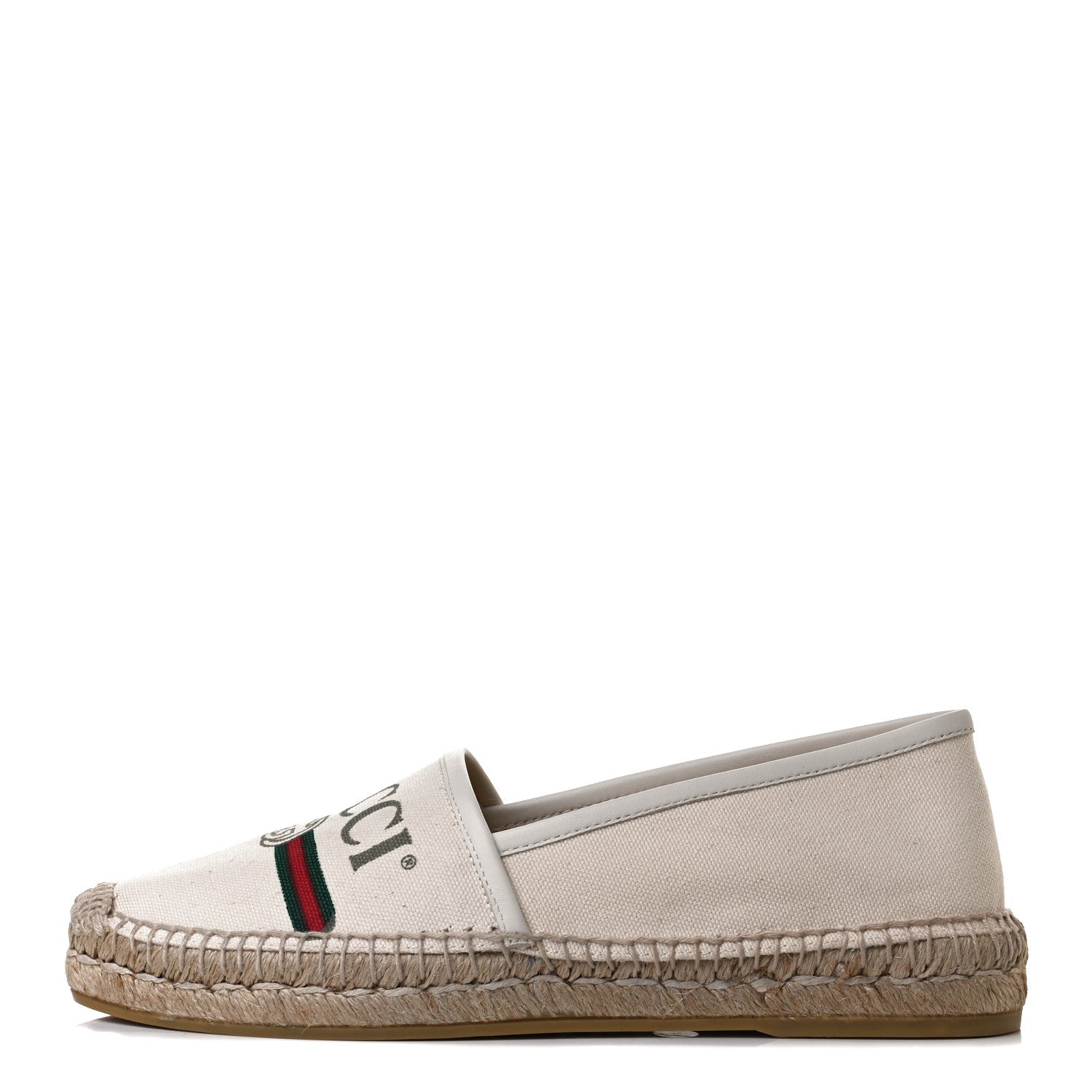 Gucci Canvas Logo Espadrilles 37.5 Greggio White 1 of 11