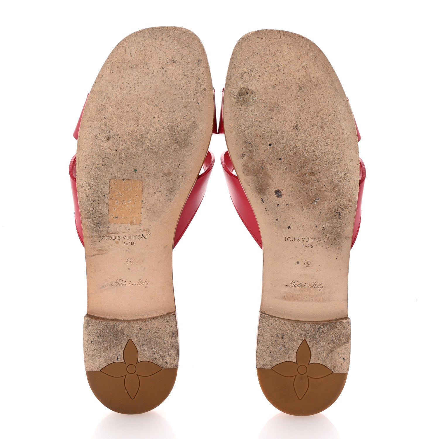 Louis Vuitton Calfskin LV Isola Flat Sandals 39 Red 6 of 9