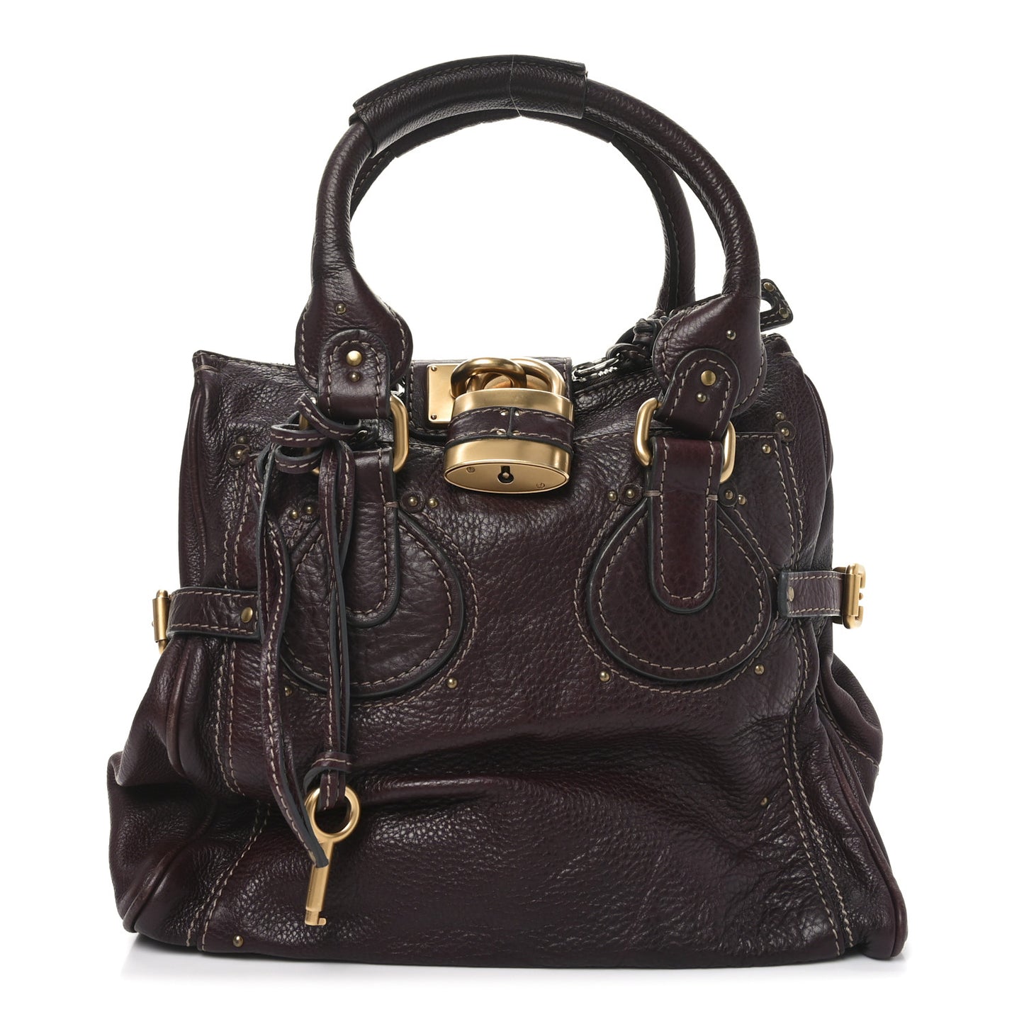 Grained Calfskin Paddington Tote Burgundy
