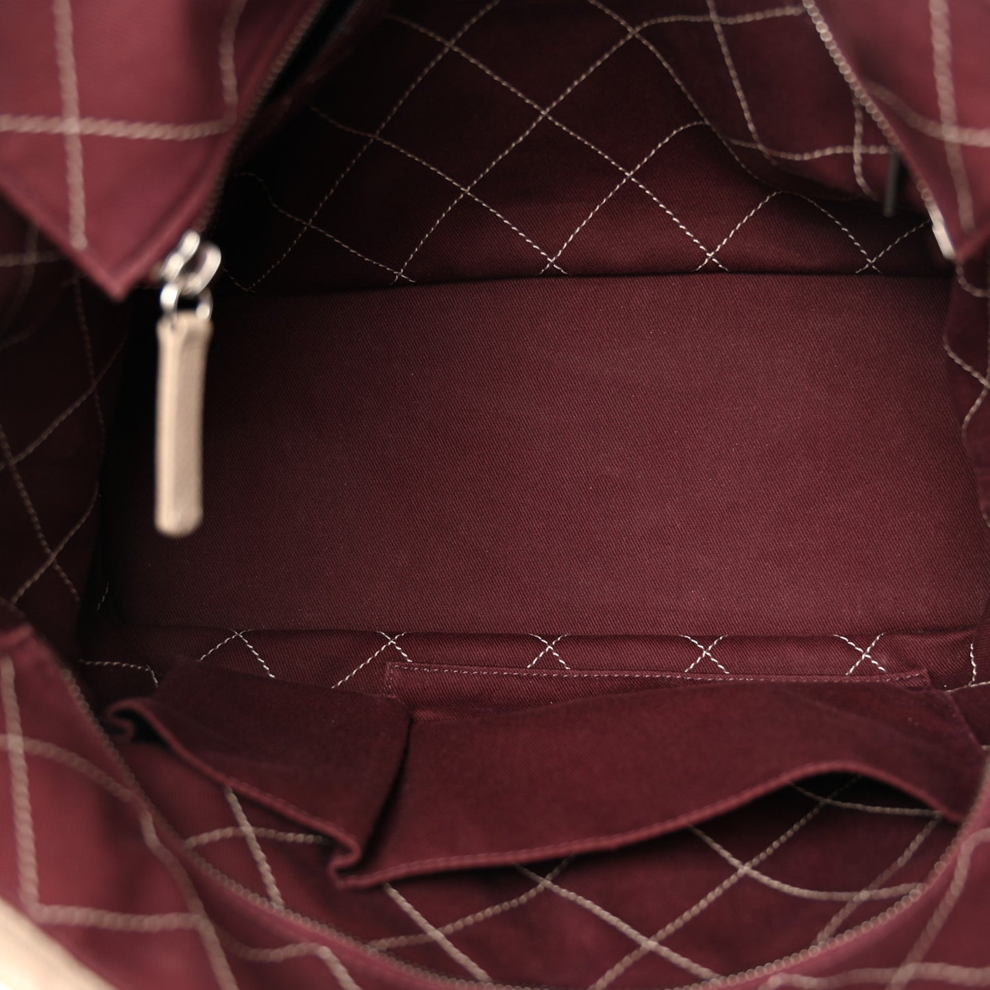 Grained Calfskin Quilted Small Daily Shopping Tote Beige