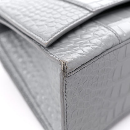 Balenciaga Shiny Calfskin Crocodile Embossed Medium Hourglass Top Handle Bag Balenciaga Grey 8 of 14