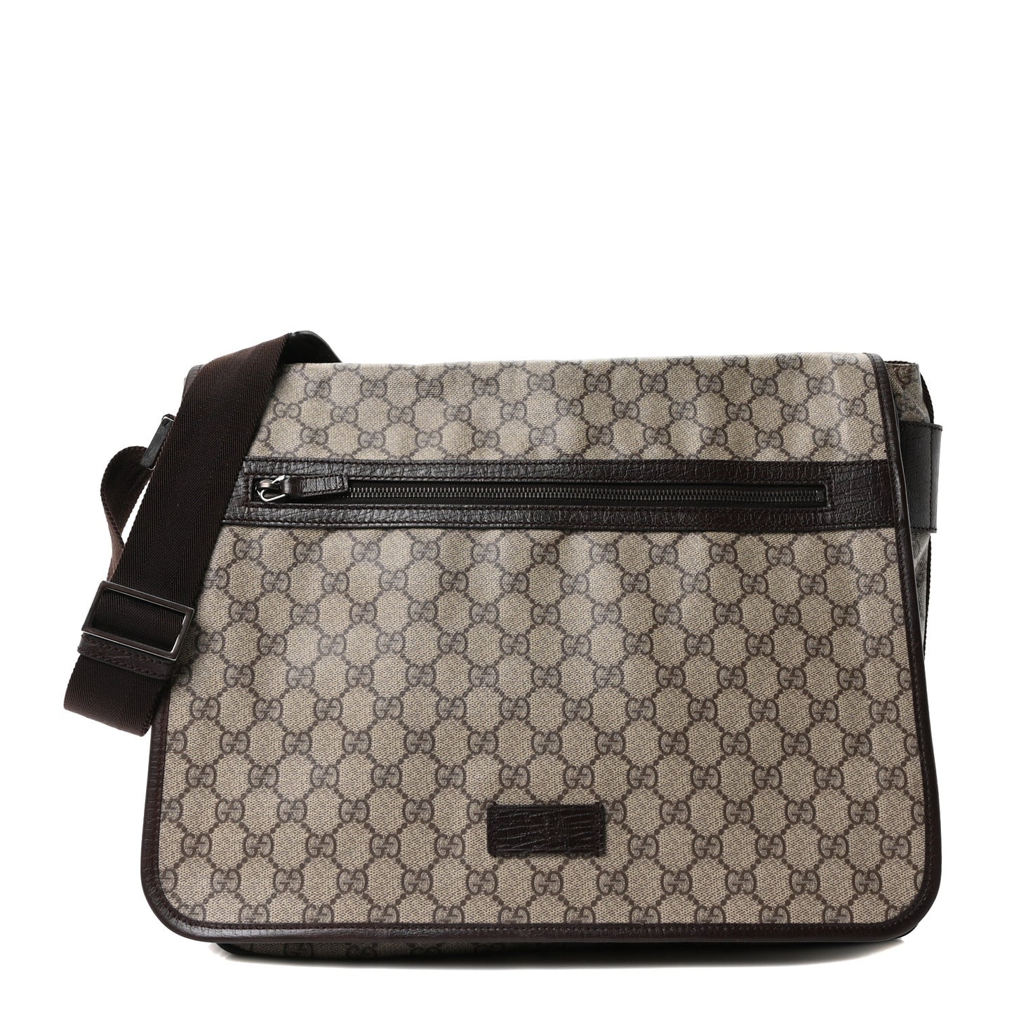 GG Plus Monogram Large Flap Messenger Bag Beige Dark Brown