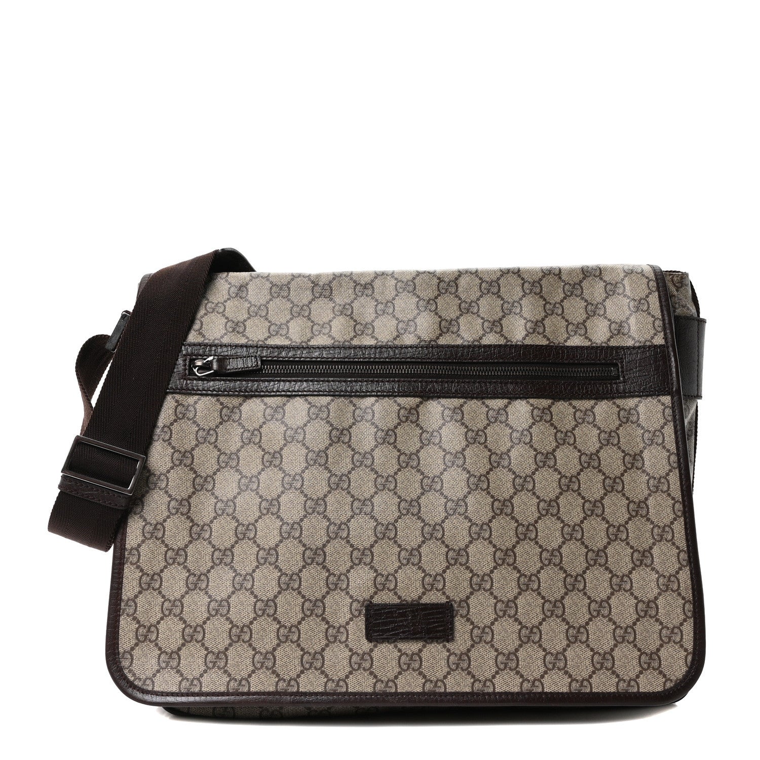 Gucci GG Plus Monogram Large Flap Messenger Bag Beige Dark Brown 1 of 10