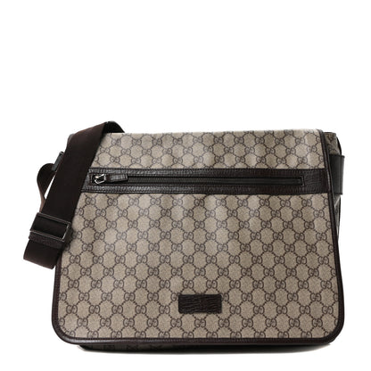 Gucci GG Plus Monogram Large Flap Messenger Bag Beige Dark Brown 1 of 10