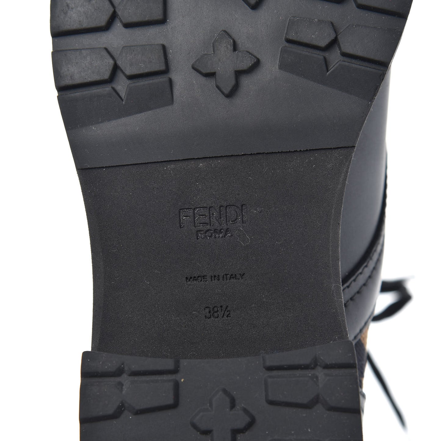 Calfskin Stretch Fabric FF Rockoko Biker Boots 38.5 Black Tobacco