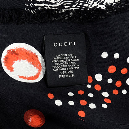 Gucci Wool Silk Space Animals Square Scarf Black 4 of 4