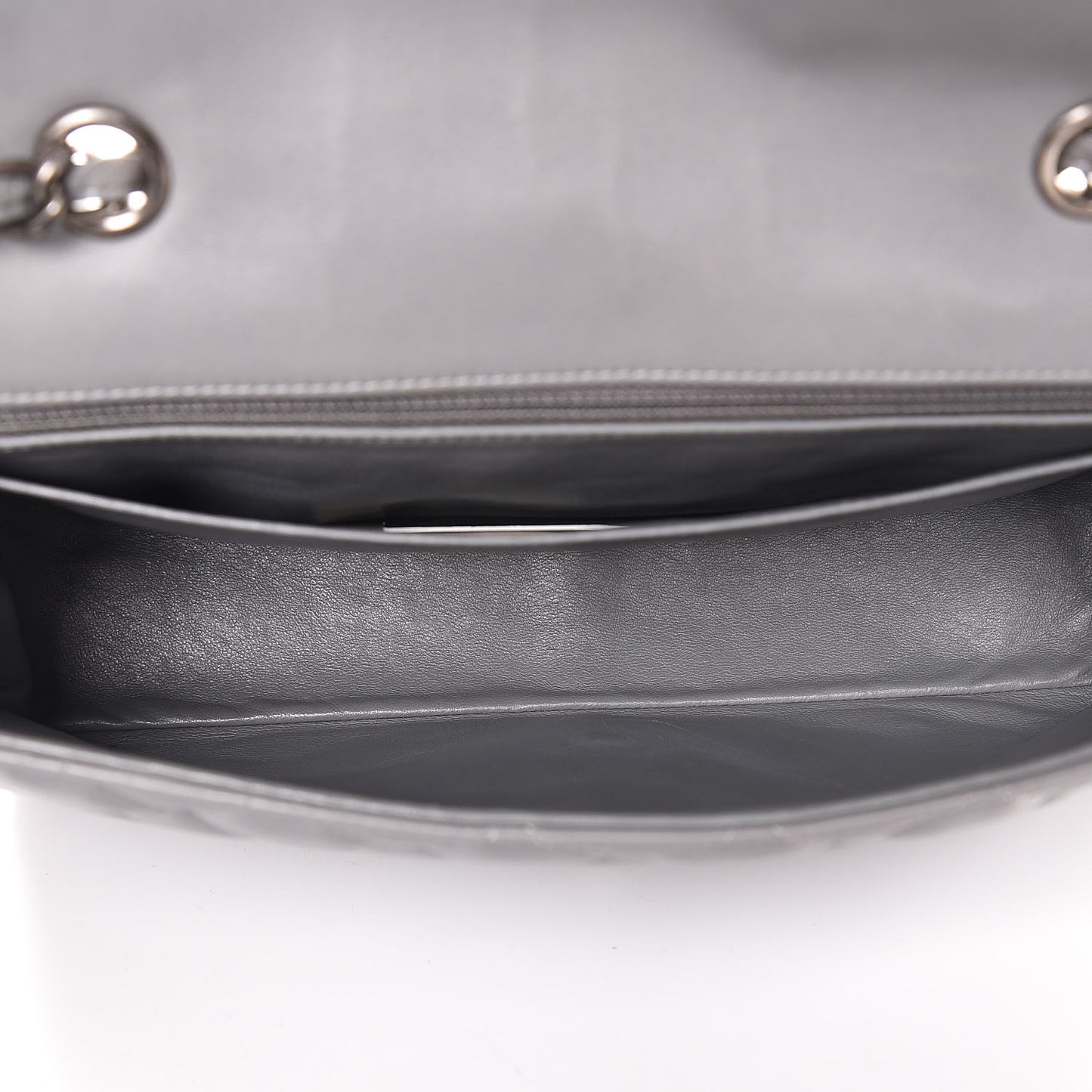 Lambskin Quilted Jumbo Single Flap Grey