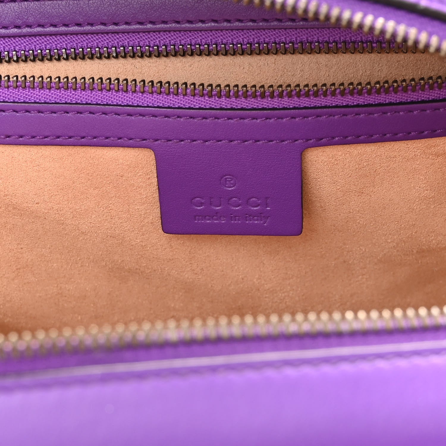 Gucci Calfskin Matelasse Sylvie Web Small GG Marmont Top Handle Shoulder Bag Shine Purple 7 of 12