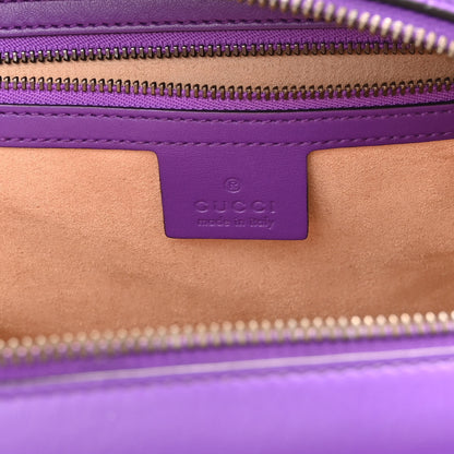 Gucci Calfskin Matelasse Sylvie Web Small GG Marmont Top Handle Shoulder Bag Shine Purple 7 of 12