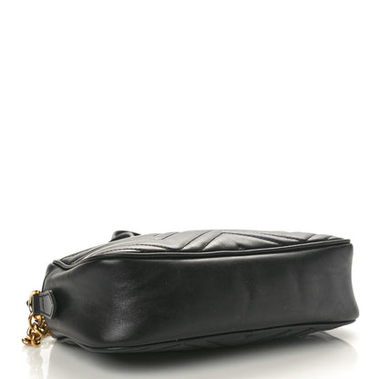 Gucci Calfskin Matelasse Small GG Marmont Chain Shoulder Bag Black 4 of 15