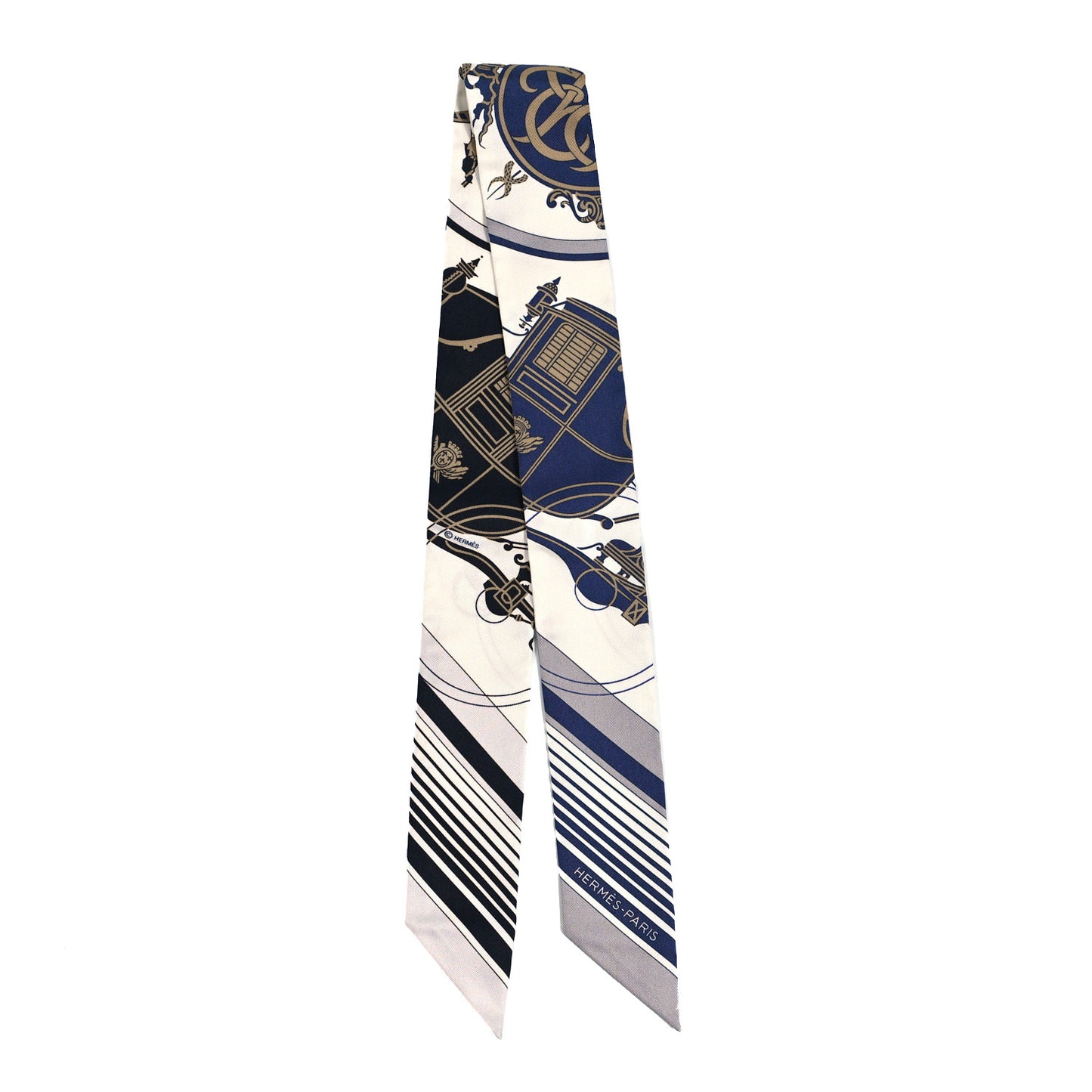 Silk Ex-Libris Twilly White Marine Gris