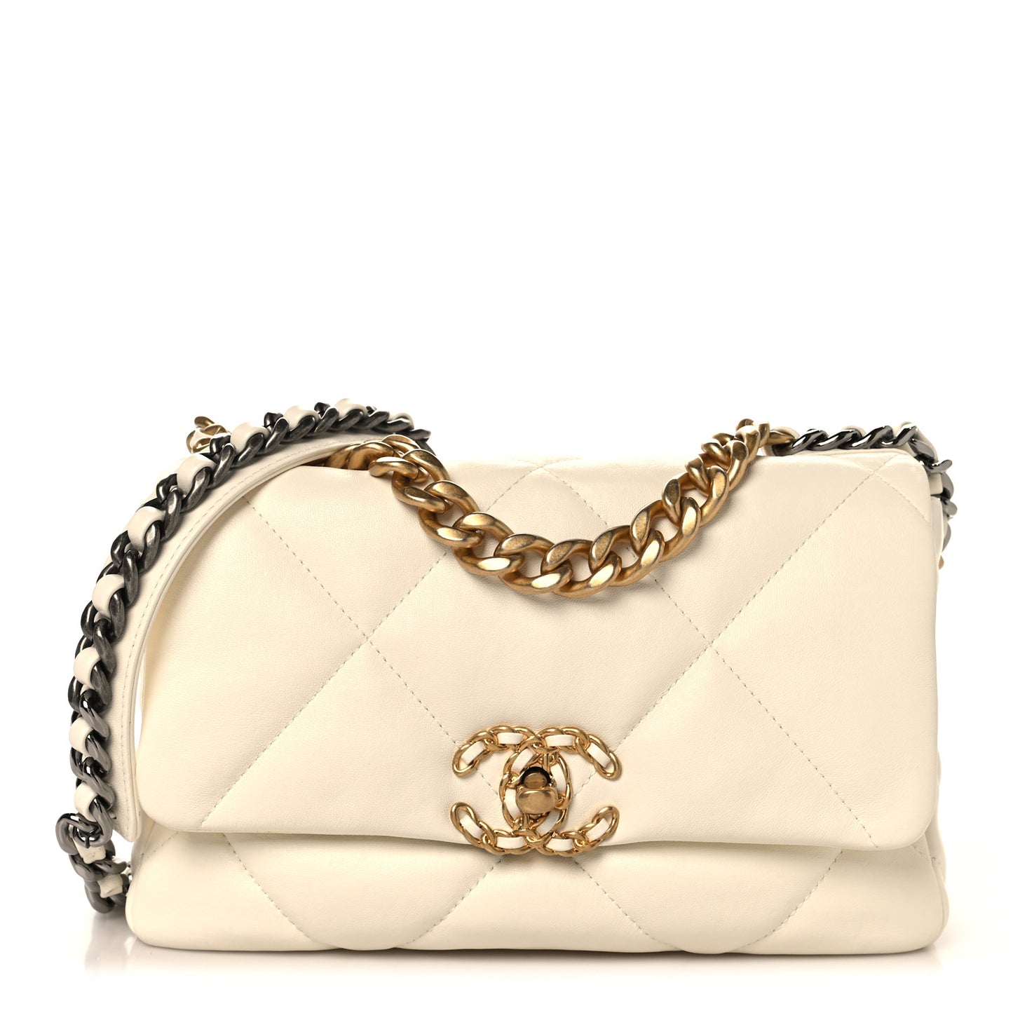 Lambskin Quilted Medium Chanel 19 Flap White