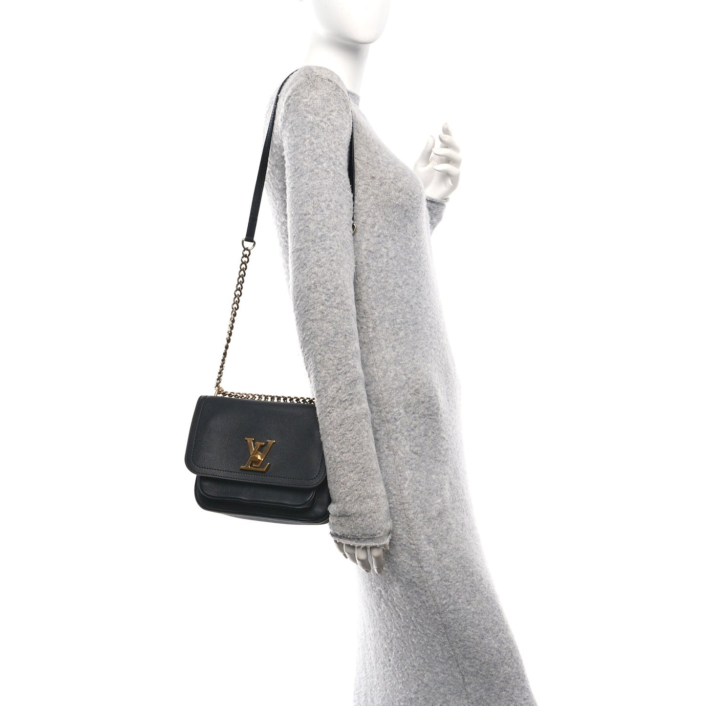 Grained Calfskin Lockme Chain Bag PM Black
