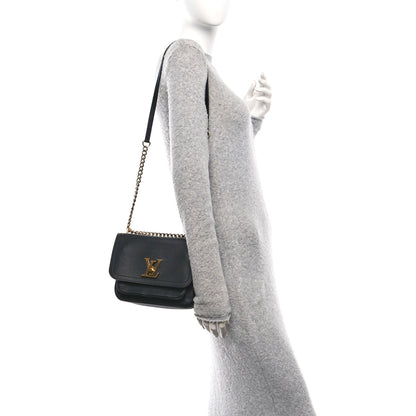 Louis Vuitton Grained Calfskin Lockme Chain Bag PM Black 2 of 10
