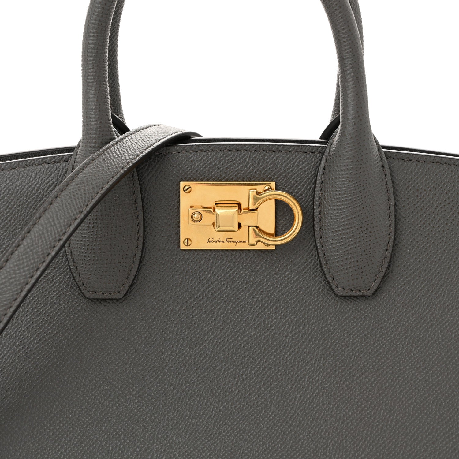 Salvatore Ferragamo Hammered Calfskin Medium The Studio Box Bag
