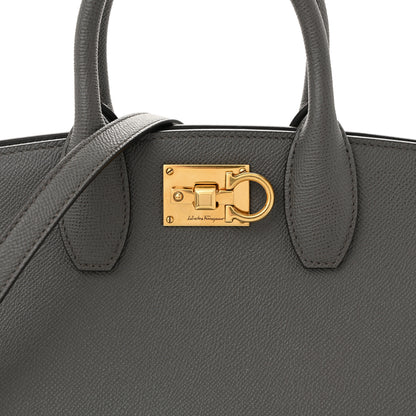 Salvatore Ferragamo Hammered Calfskin Medium The Studio Box Bag Sparrow 8 of 10