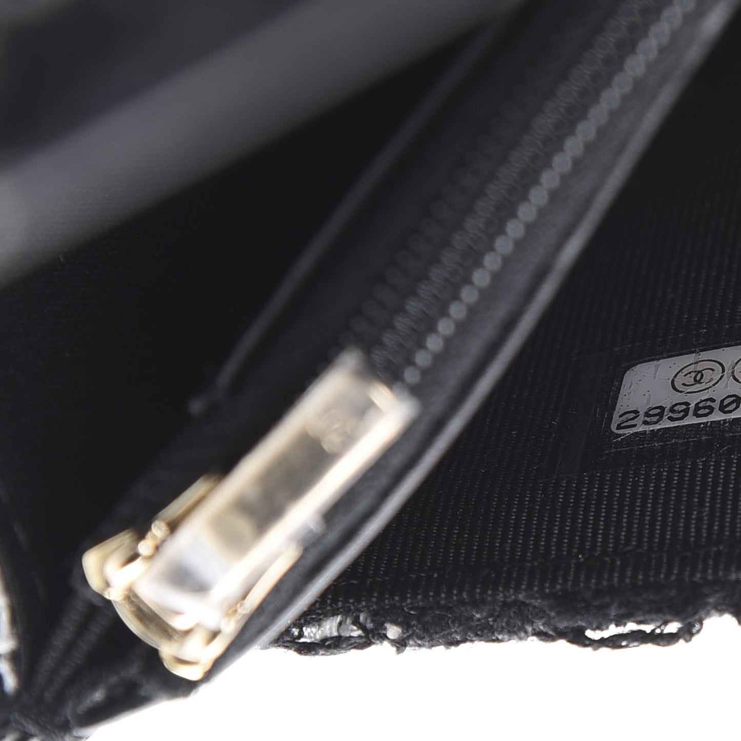 Tweed Quilted Wallet On Chain WOC Black Ecru White