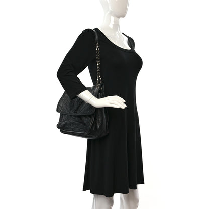 Saint Laurent Crinkled Calfskin Matelasse Monogram Large Niki Chain Satchel Black 2 of 9
