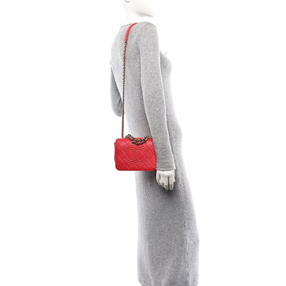 Chanel Lambskin Quilted Studded Beauty Begins Flap Red 2 of 10