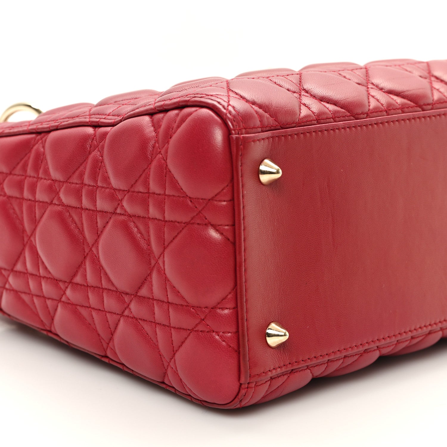 Christian Dior Lambskin Cannage Medium Lady Dior Red 9 of 11