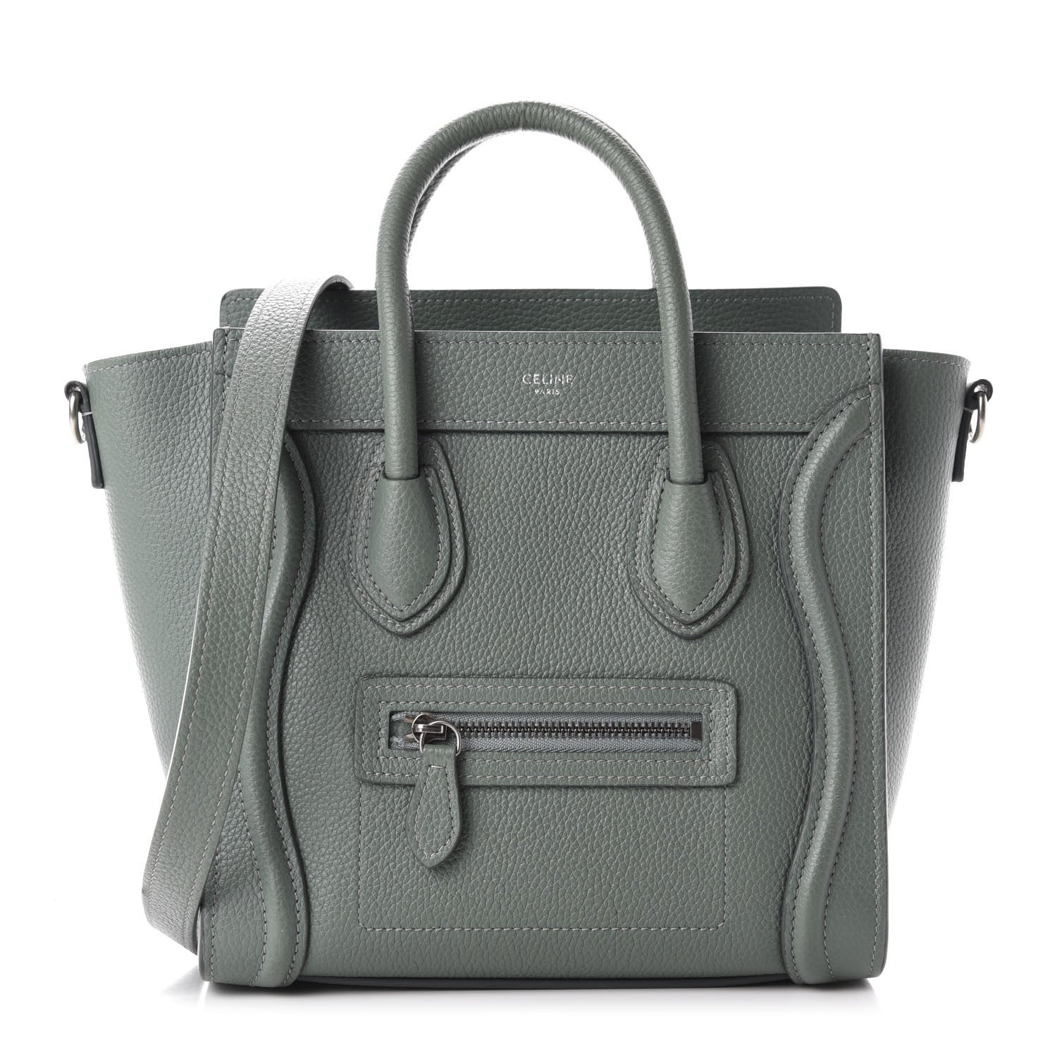 Celine Drummed Calfskin Nano Luggage Celadon 1 of 11