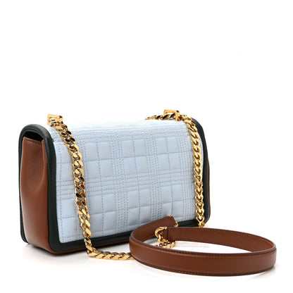 Burberry Lambskin Quilted Small Lola Bag Pale Blue Green Brown 3 of 10