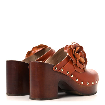 Chanel Calfskin Camellia Clogs 36 Brown 5 of 11