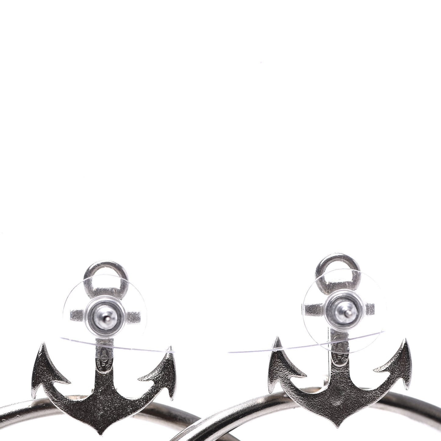 Crystal Anchor CC Hoop Earrings Silver