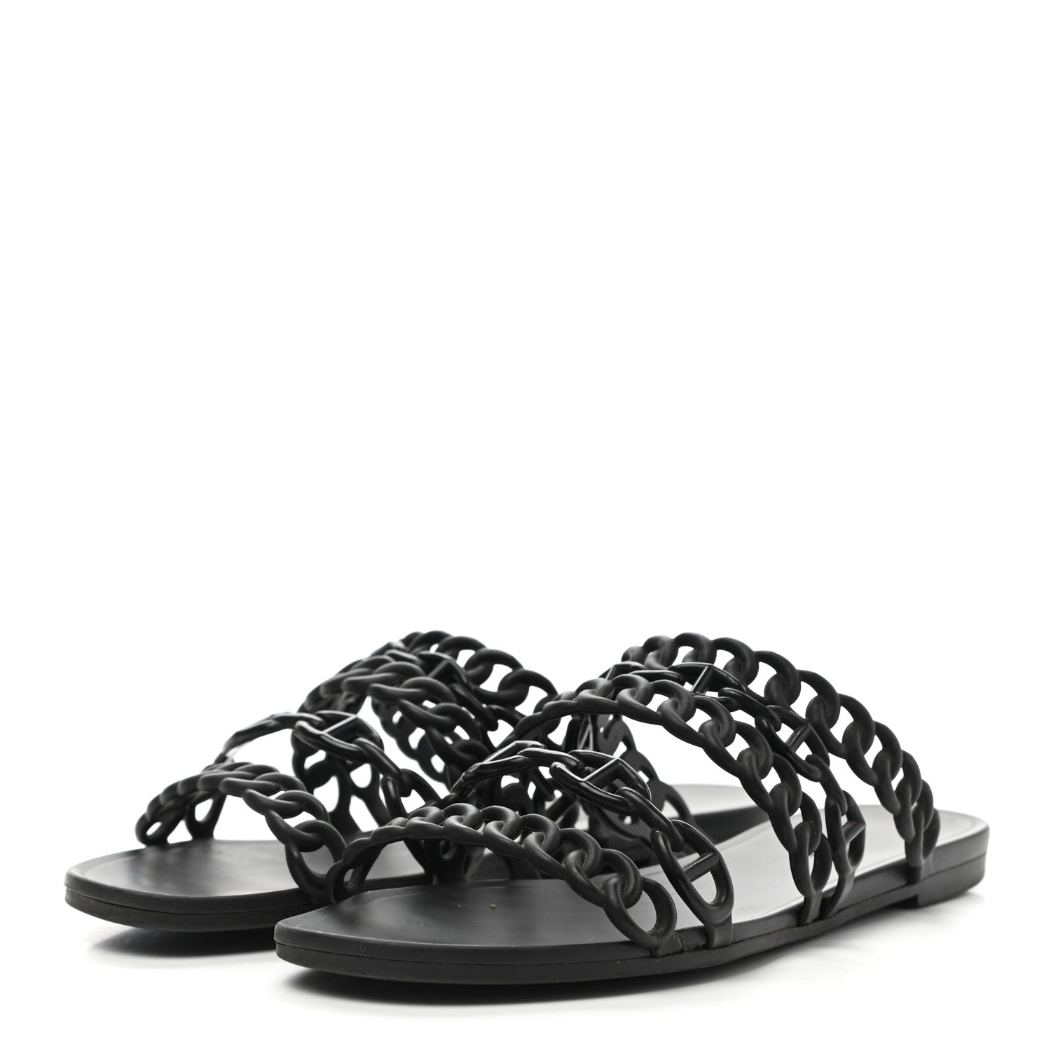 Hermes Rubber Chaine d'Ancre Nude Sandals 38 Black 3 of 8