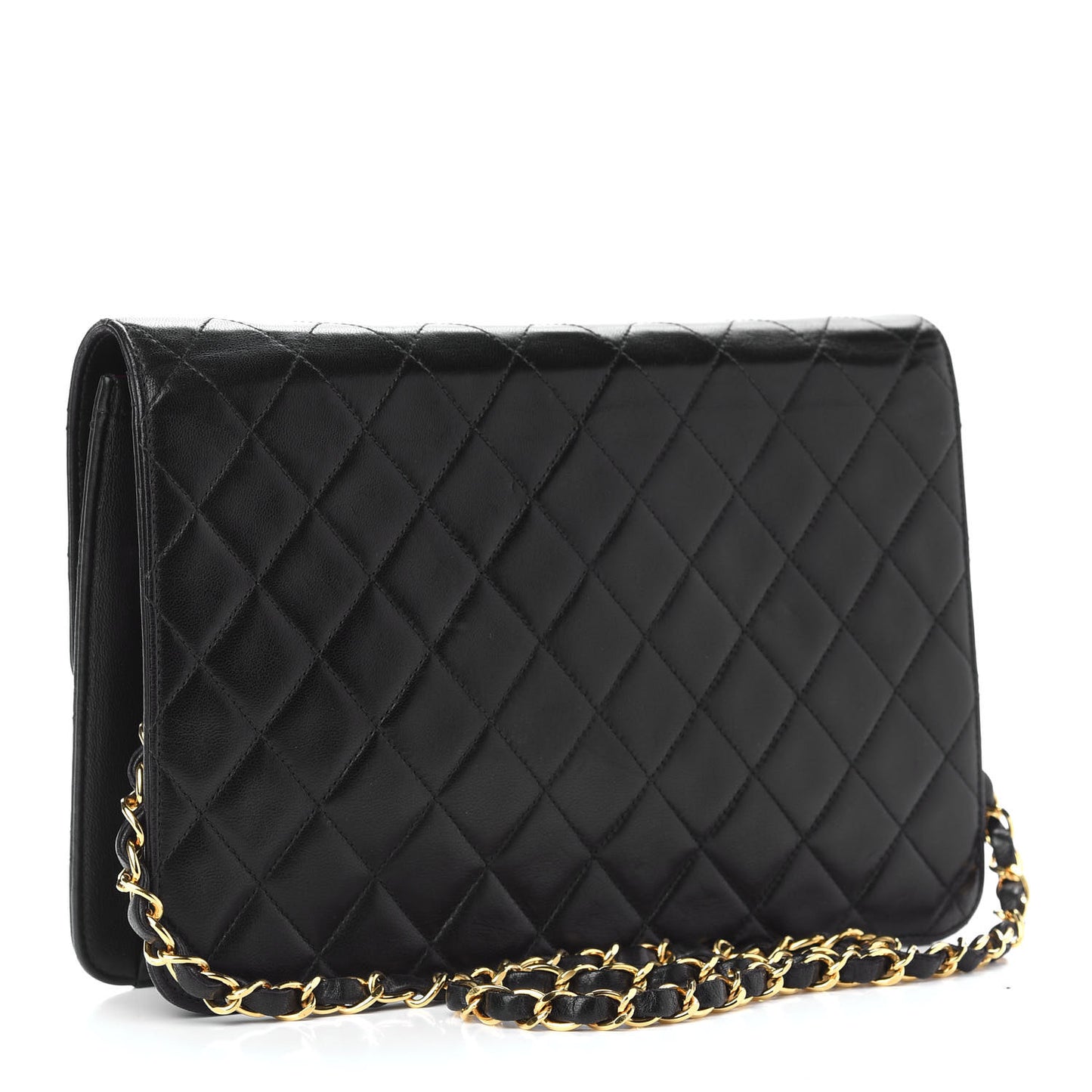 Lambskin Quilted Medium Single Flap Black