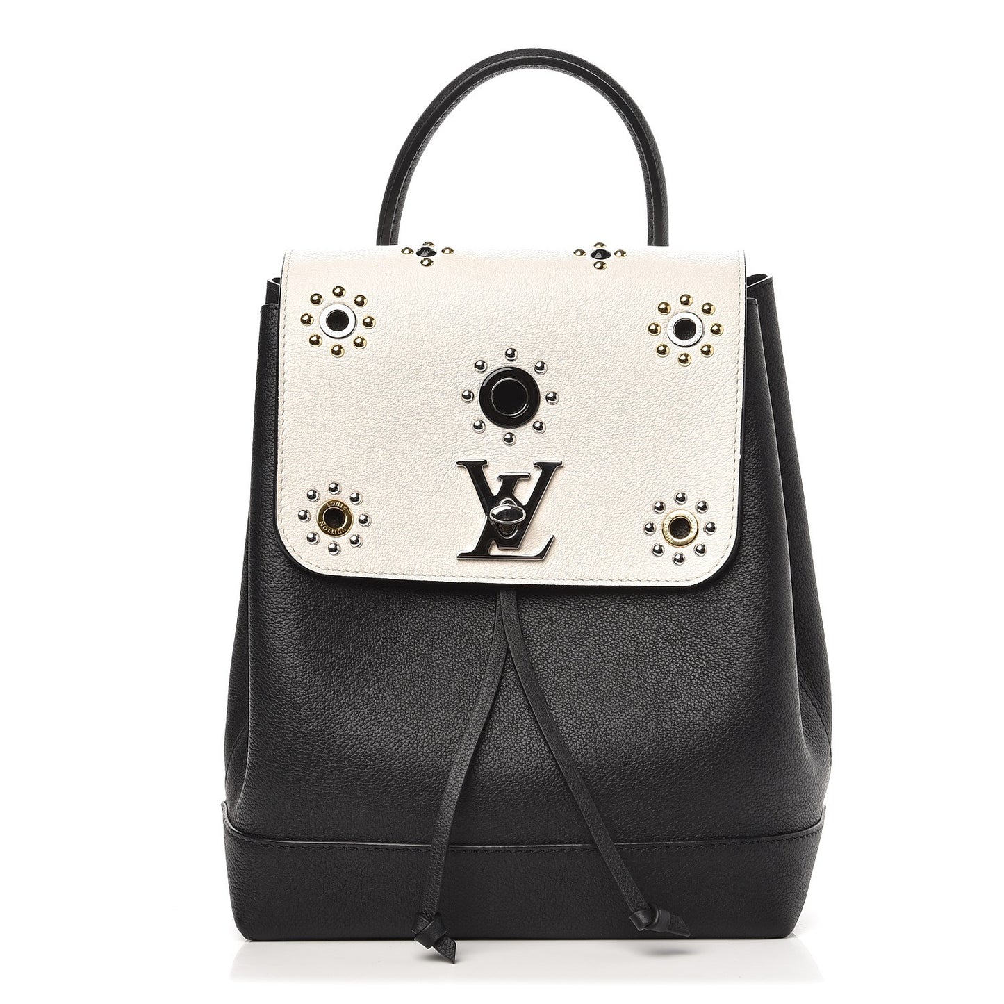 Calfskin Mechanical Flowers Lockme Backpack Black White