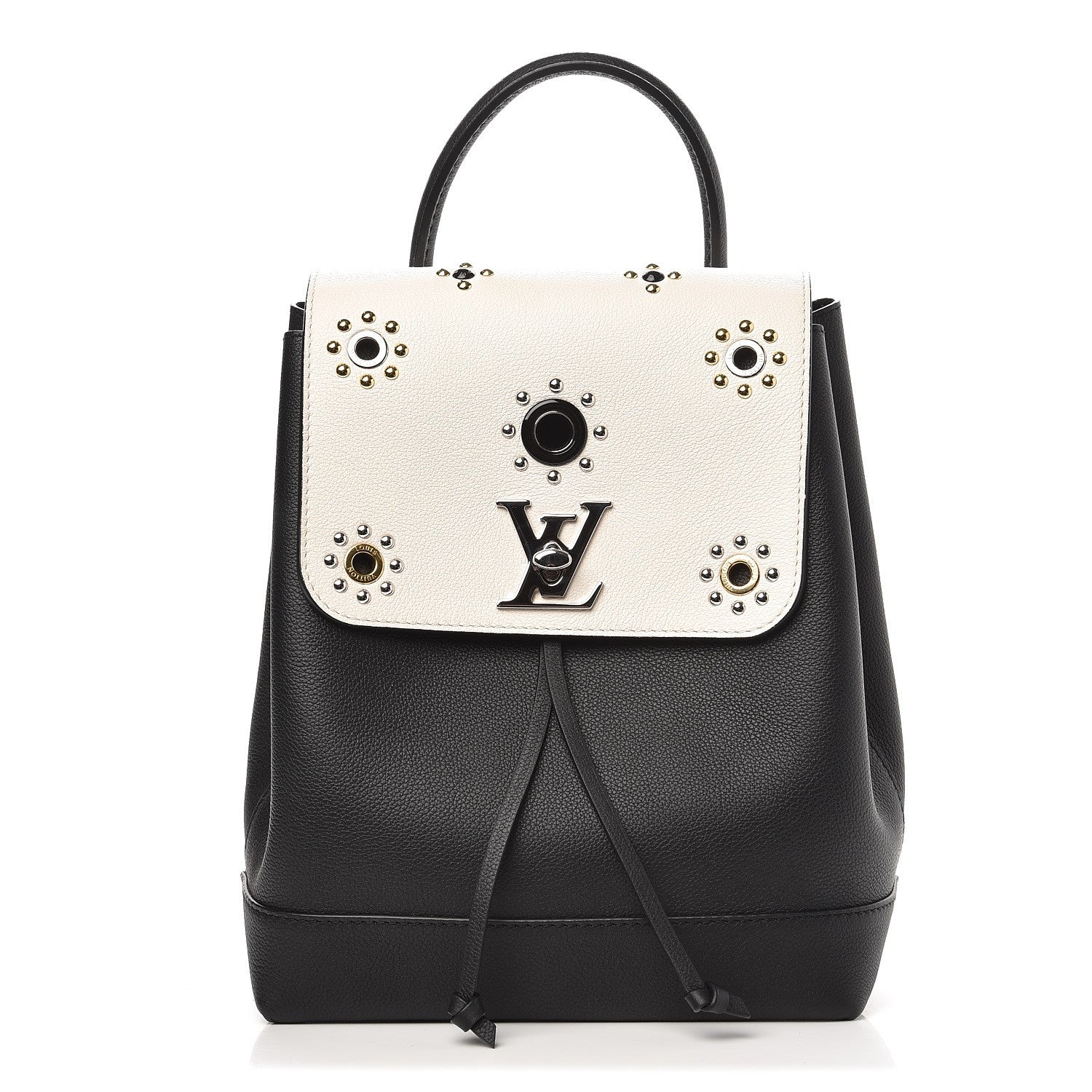 Louis Vuitton Calfskin Mechanical Flowers Lockme Backpack Black White 1 of 6