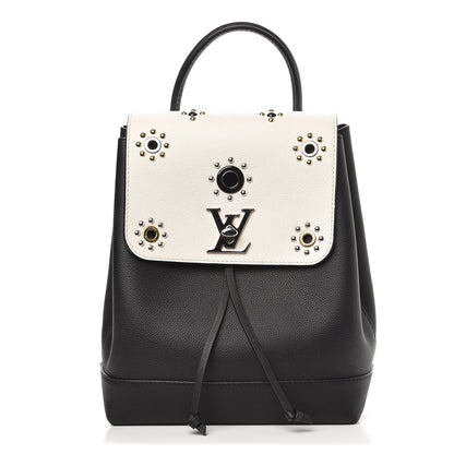 Louis Vuitton Calfskin Mechanical Flowers Lockme Backpack Black White 1 of 6