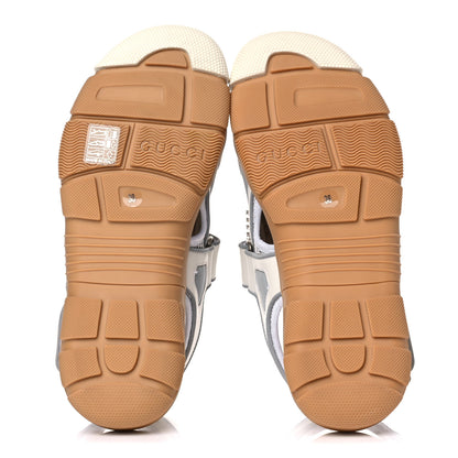 Gucci Mesh Fabric Tinsel Sport Sandals 38 White Silver 5 of 13