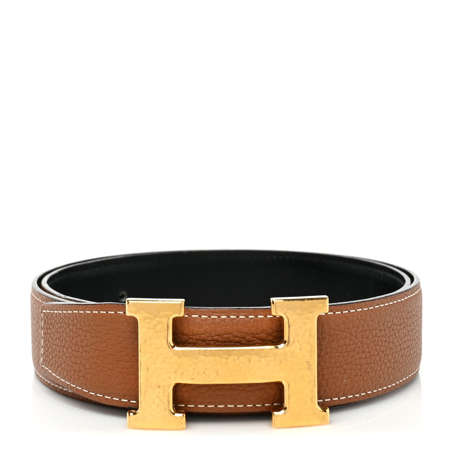 Hermes Box Togo 32mm Martelee H Belt 80 Black Gold 1 of 4