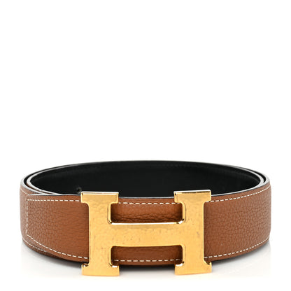 Hermes Box Togo 32mm Martelee H Belt 80 Black Gold 1 of 4